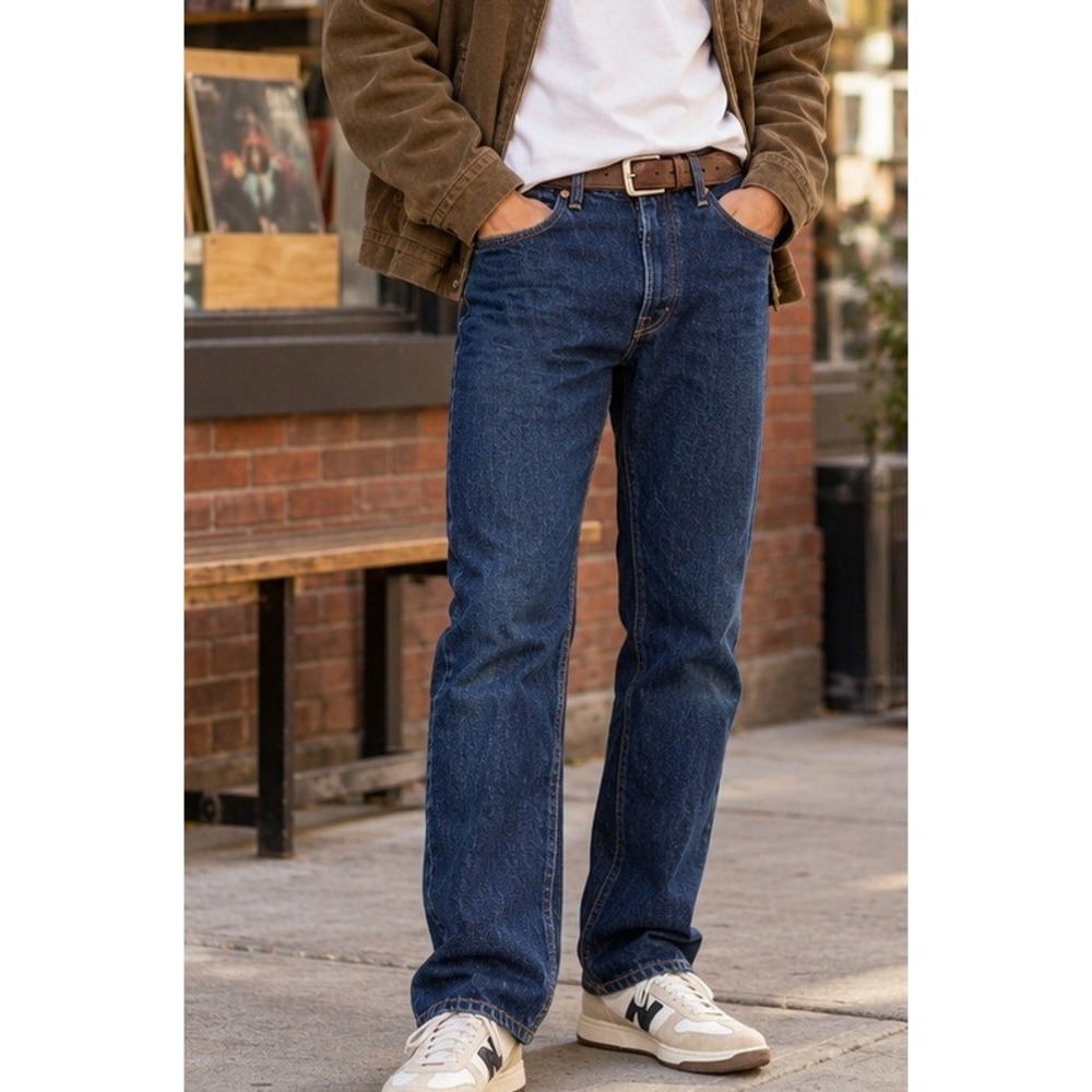 Levis Premium 501 Original Mens Dark Wash Tapered Button Fly Jeans Big E